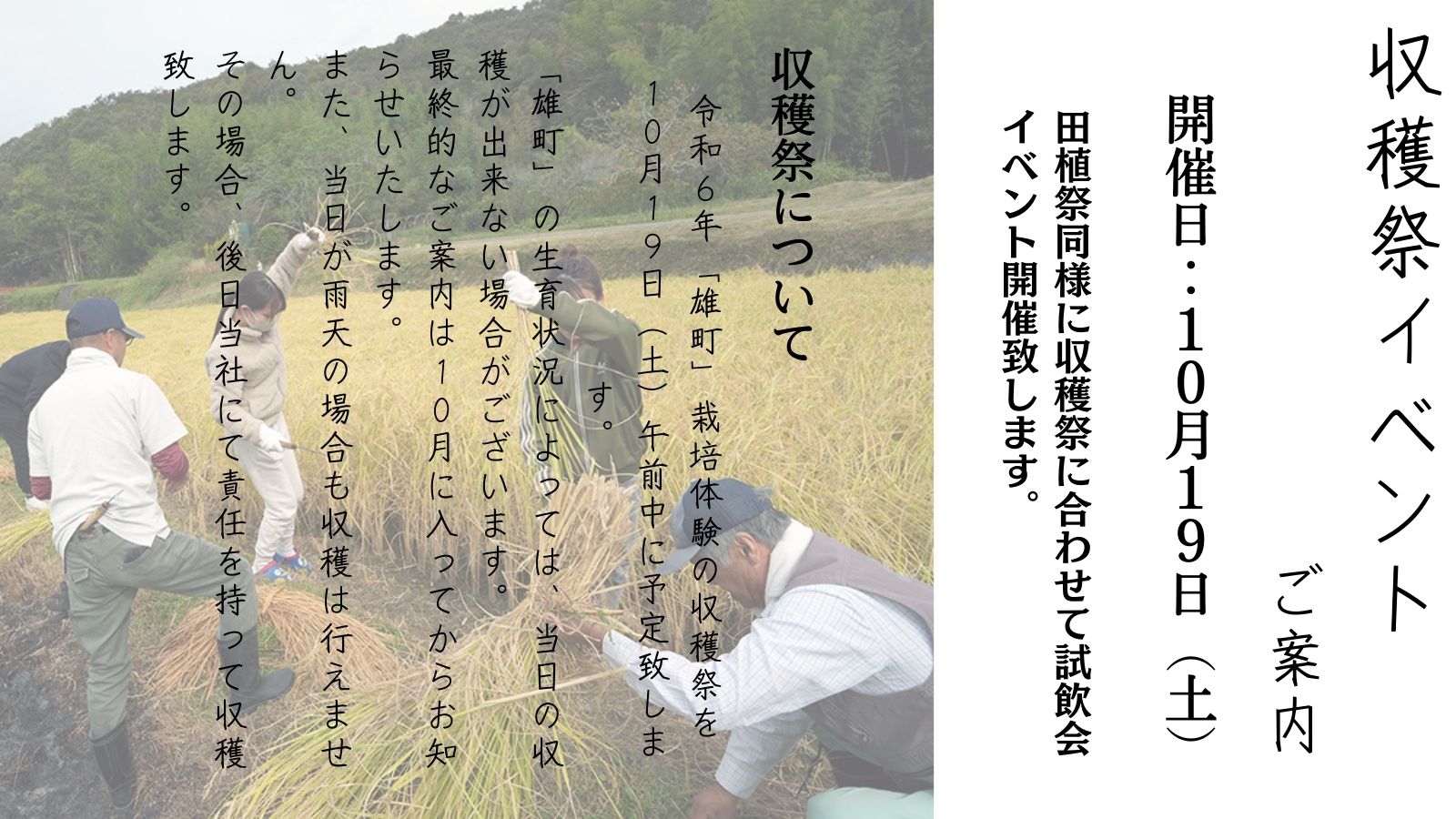 収穫祭イベントご案内